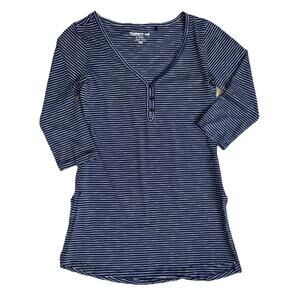 Toad & Co Top Womens XS Macy Blue Tamaya Tres Tunic Split Neck 3/4 Sleeve